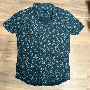 Abercrombie & Fitch Navy Floral Stretch Button-Up Shirt Super Slim